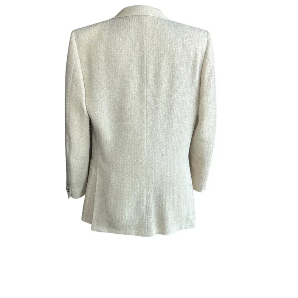 Adolfo Men's Vintage 80s Wool Blend Cream Nubby Sports Coat Blazer Size 40R